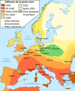 mapa da difusão da peste